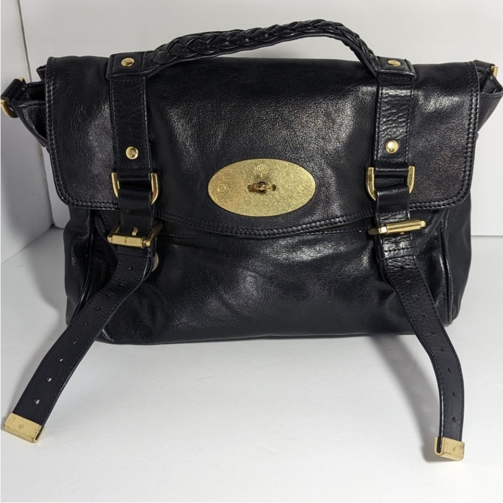 Mulberry Alexa Medium Satchel – Black Soft Buffalo Leather | Vintage